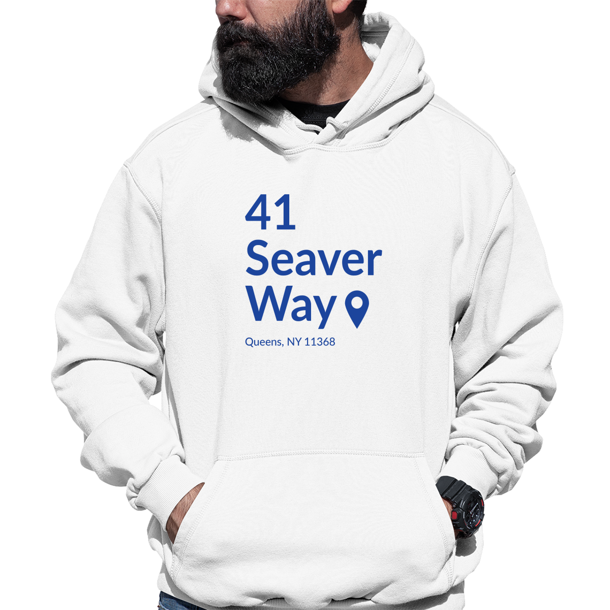 New York Baseball Stadium QNY Unisex Hoodie | White