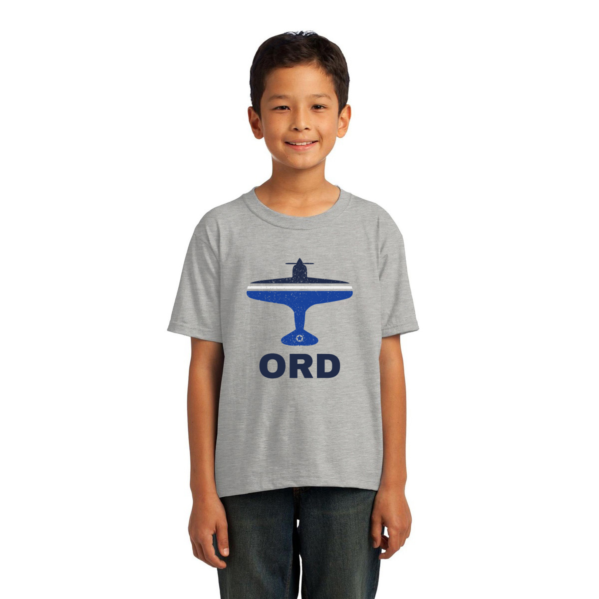 Fly Chicago ORD Airport Kids T-shirt | Gray