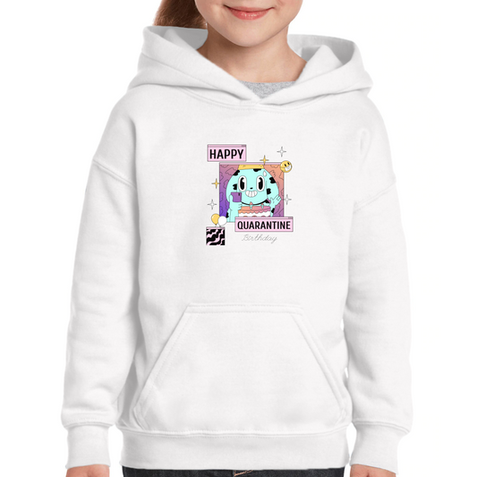 Happy Quarantine Birthday Kids Hoodie | White