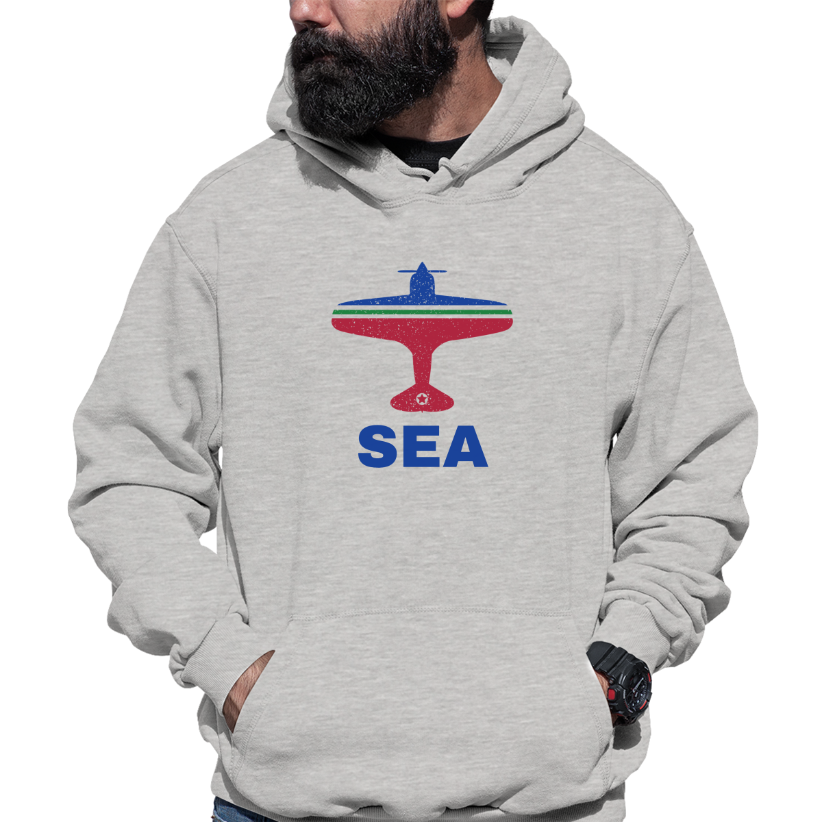 Fly Seattle SEA Airport Unisex Hoodie | Gray