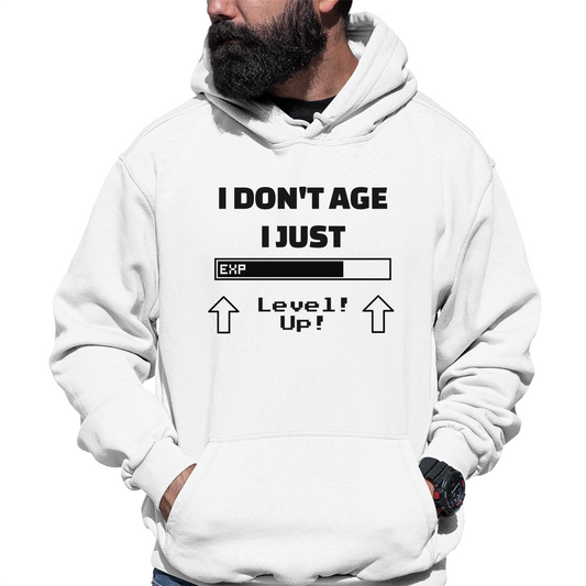 I Don't Age I Just Level Up Unisex Hoodie | White