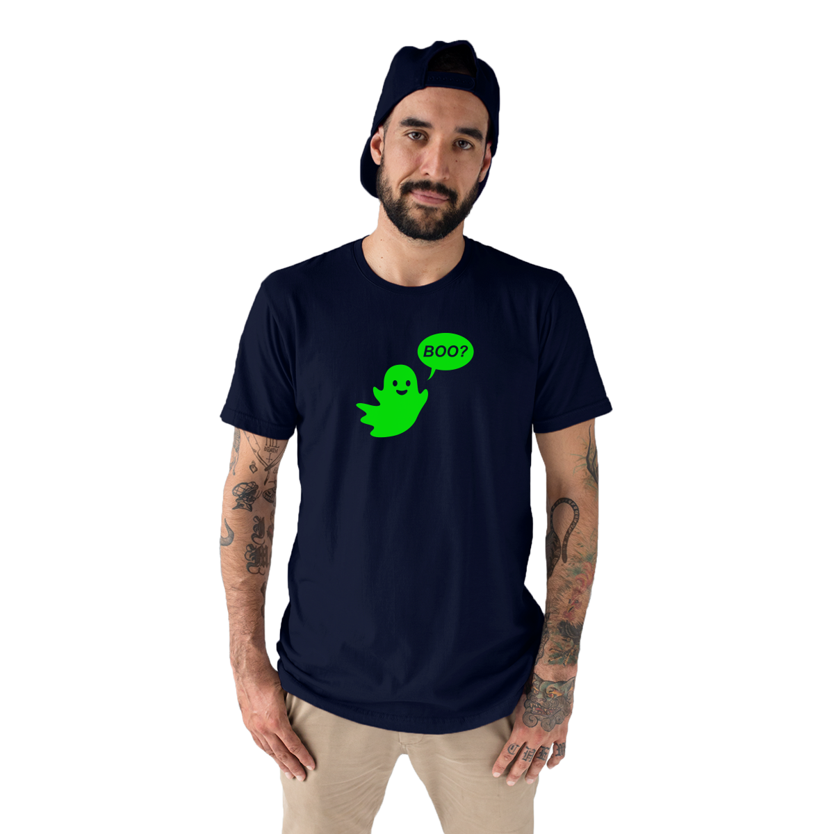 Cute Ghost Halloween Men's T-shirt | Navy