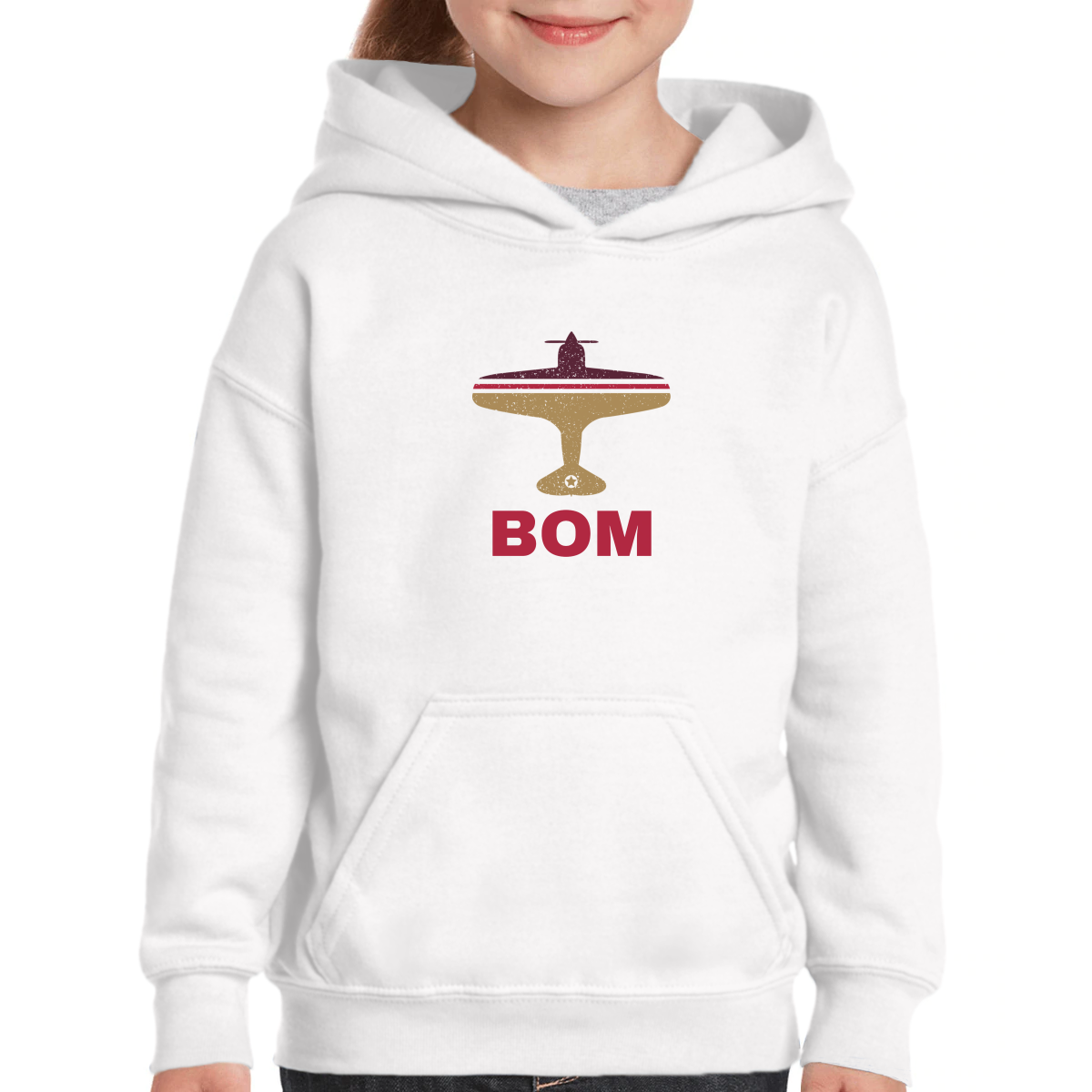 Fly Mumbai BOM Airport Kids Hoodie | White