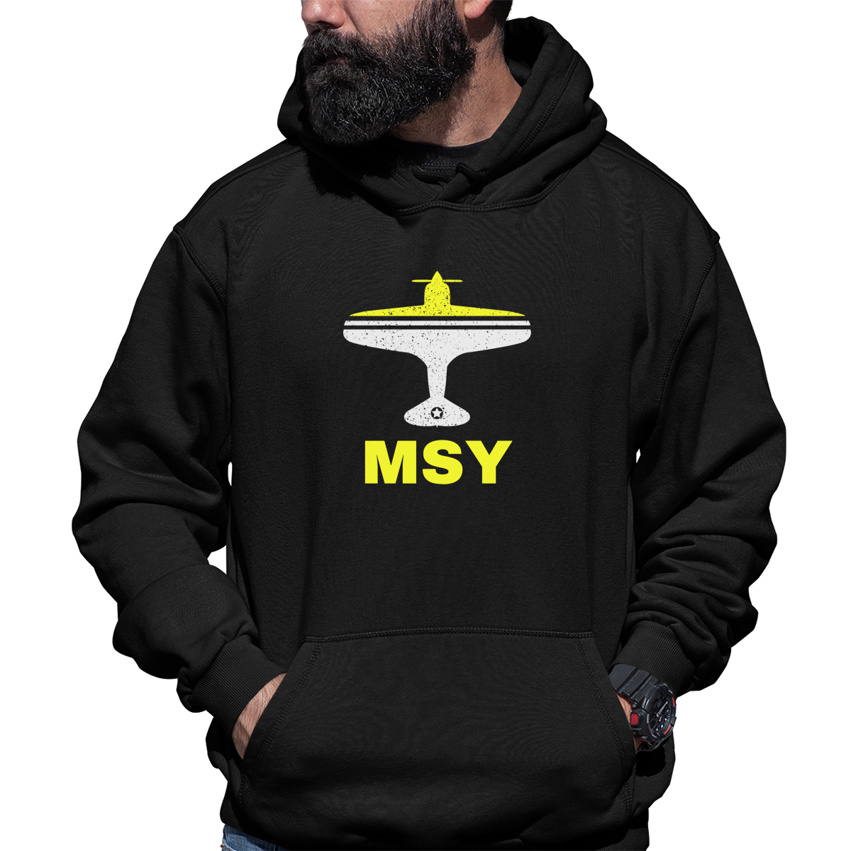 Fly New Orleans MSY Airport Unisex Hoodie | Black