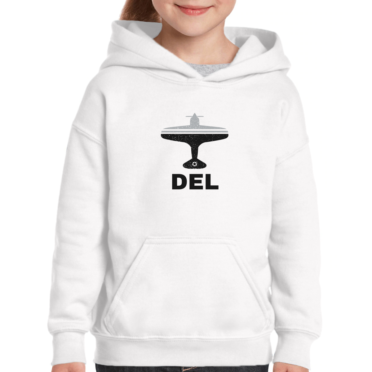 Fly Delhi DEL Airport Kids Hoodie | White
