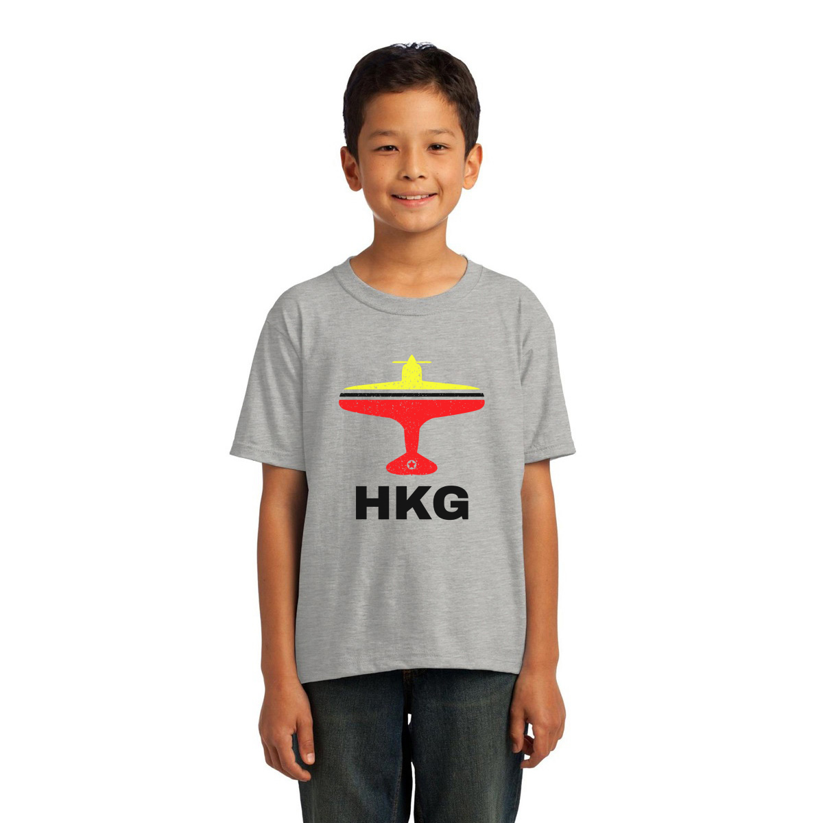 Fly Hong Kong HKG Airport Kids T-shirt | Gray