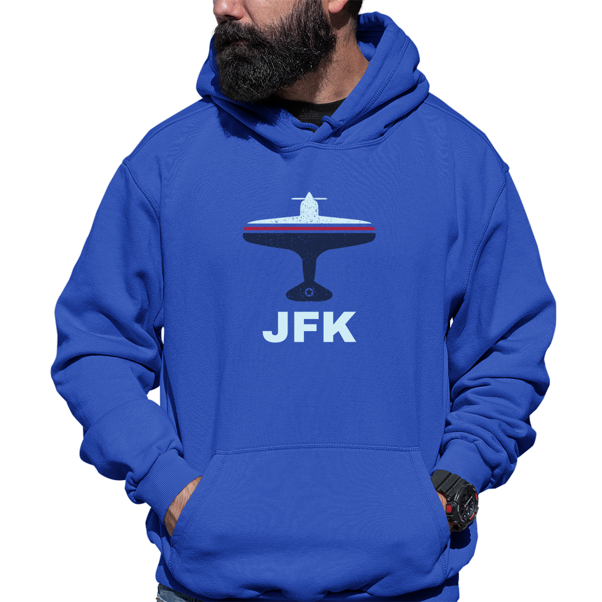 Fly New York JFK Airport Unisex Hoodie | Blue