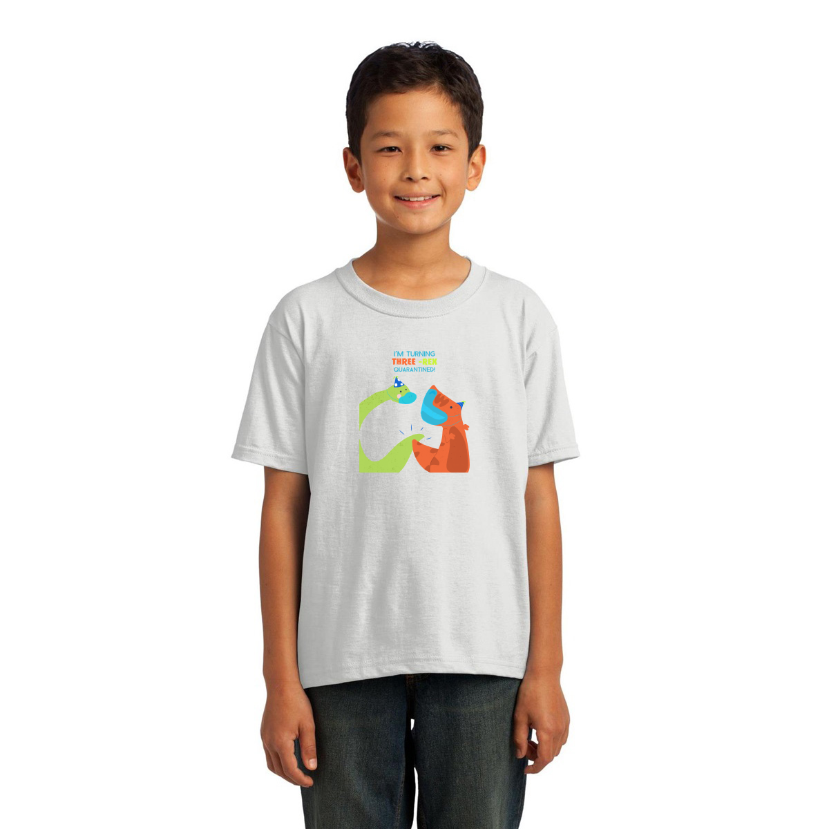 I'm turning three-rex quarantined Toddler T-shirt | White