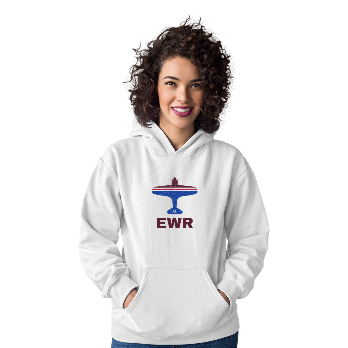 Fly Newark EWR Airport Unisex Hoodie | White
