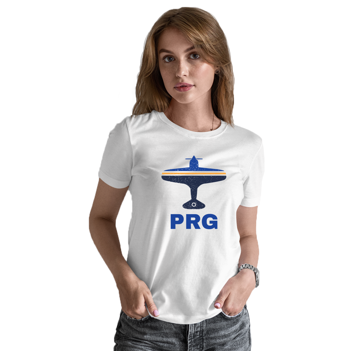 Fly Prague PRG Airport Women's T-shirt | White