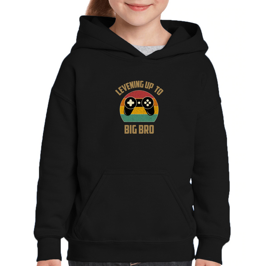 Leveling Up To Big Bro-2 Kids Hoodie | Black