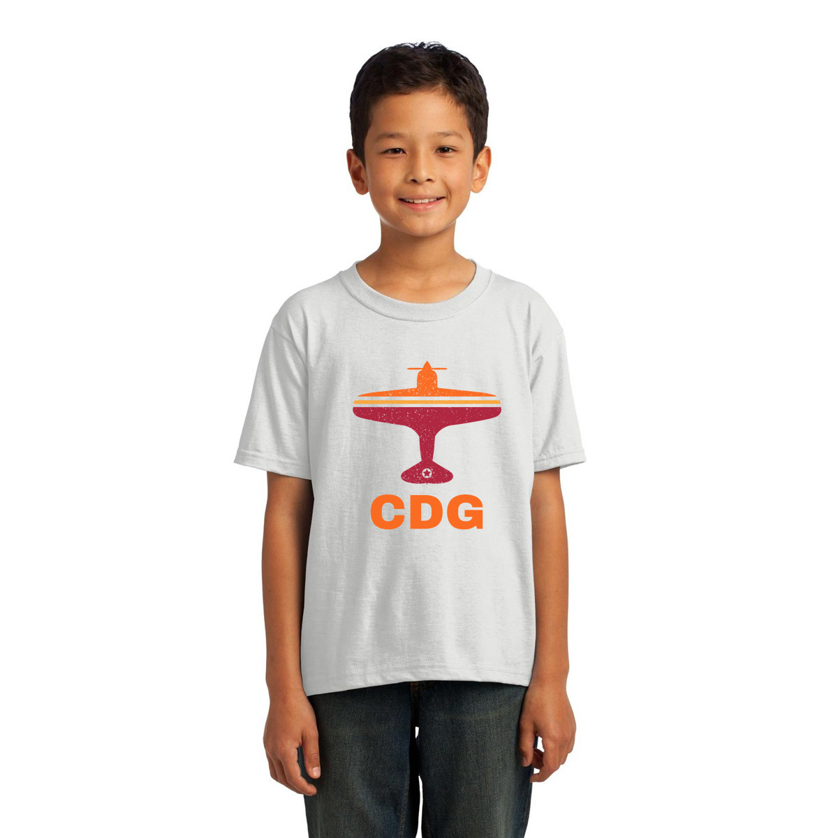 Fly Paris CDG Airport Kids T-shirt | White
