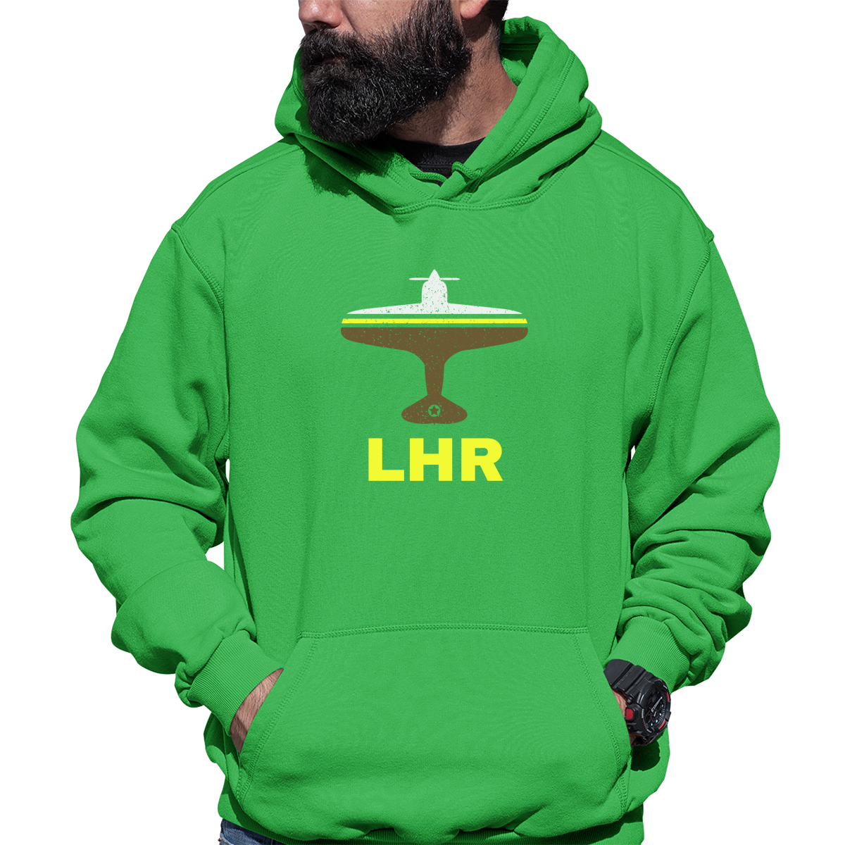 Fly London LHR Airport Unisex Hoodie | Green