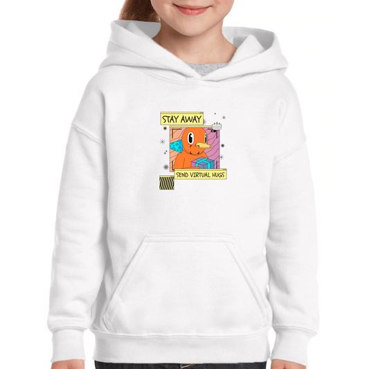 Stay Away Send Virtual Hugs Kids Hoodie | White