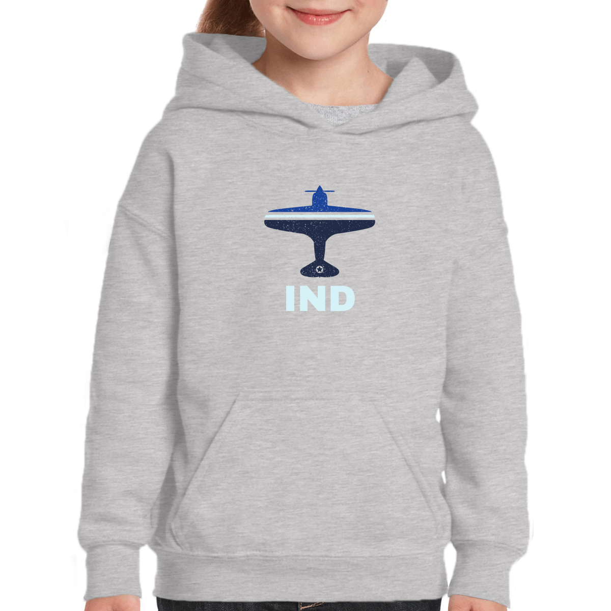 Fly Indianapolis IND Airport Kids Hoodie | Gray