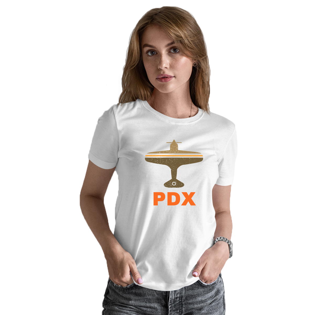 Fly Portland PDX Airport Women's T-shirt | White