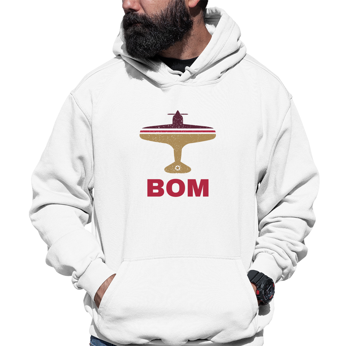 Fly Mumbai BOM Airport Unisex Hoodie | White