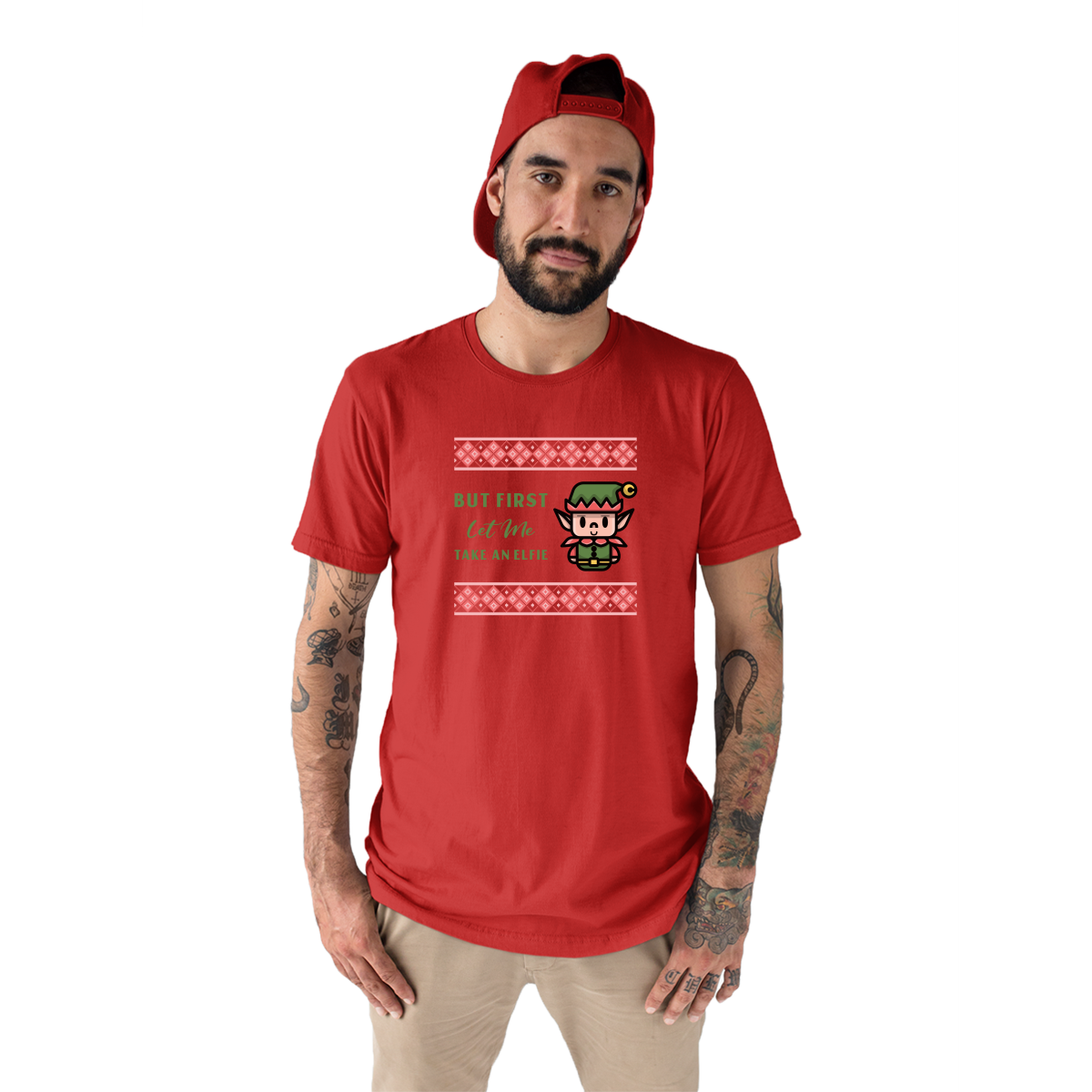 But First Let Me Take an Elfie Men's T-shirt | Red