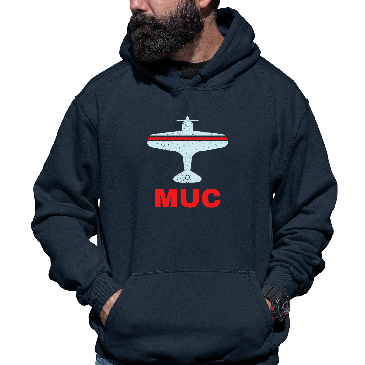 Fly Munich MUC Airport Unisex Hoodie | Navy