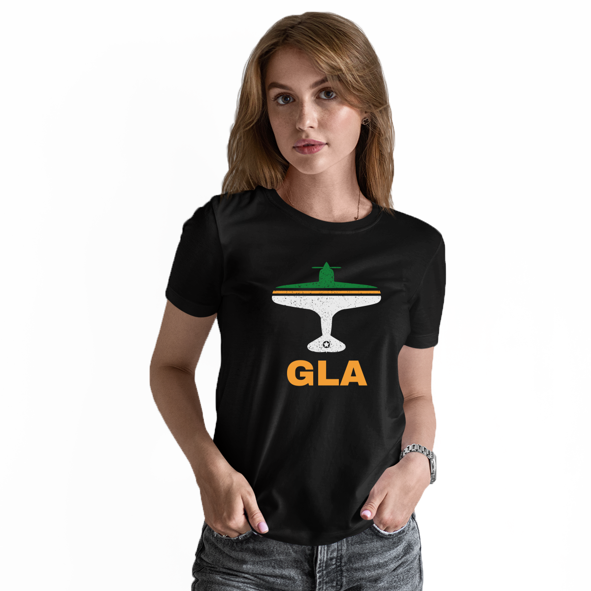 Fly Glasgow GLA Airport Women's T-shirt | Black