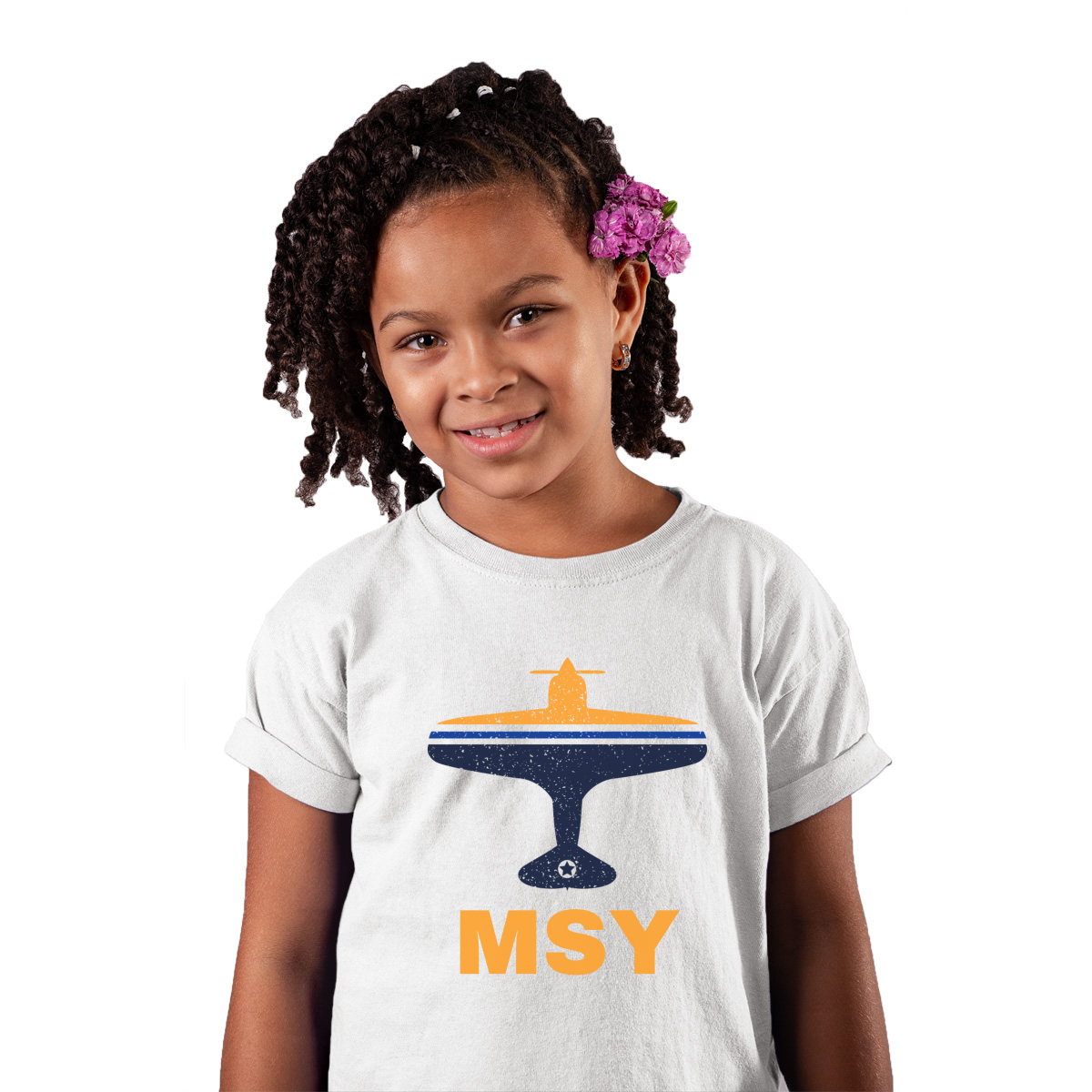 Fly New Orleans MSY Airport Kids T-shirt | White