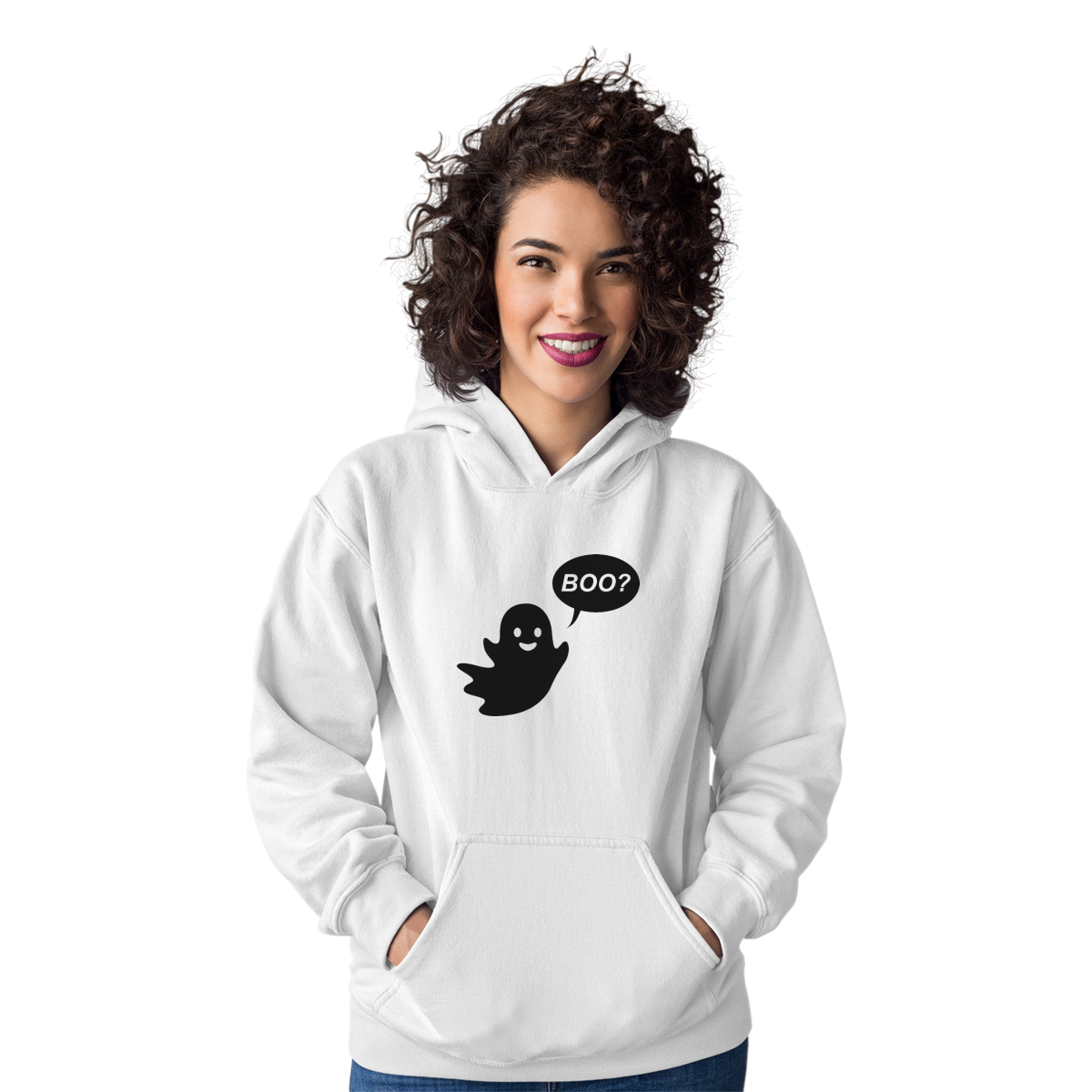 Cute Ghost Halloween Unisex Hoodie | White