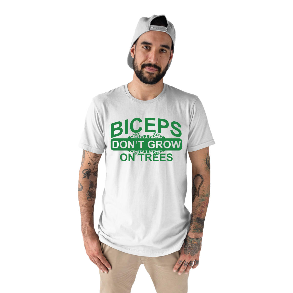 Biceps Don't Grow On Trees Men's T-shirt | White