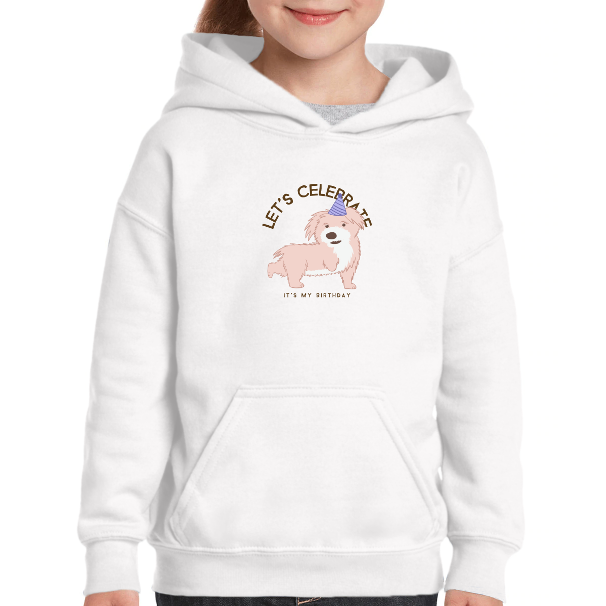 Let's Celebrate It is My Birthday Kids Hoodie | White