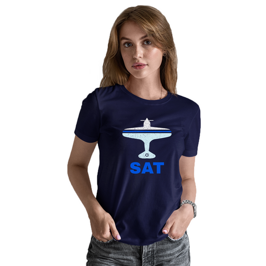 Fly San Antonio SAT Airport Women's T-shirt | Navy
