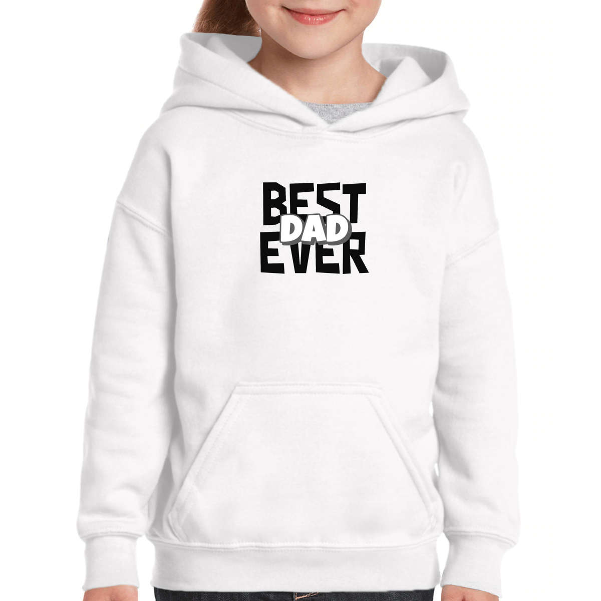 Best dad ever Kids Hoodie | White
