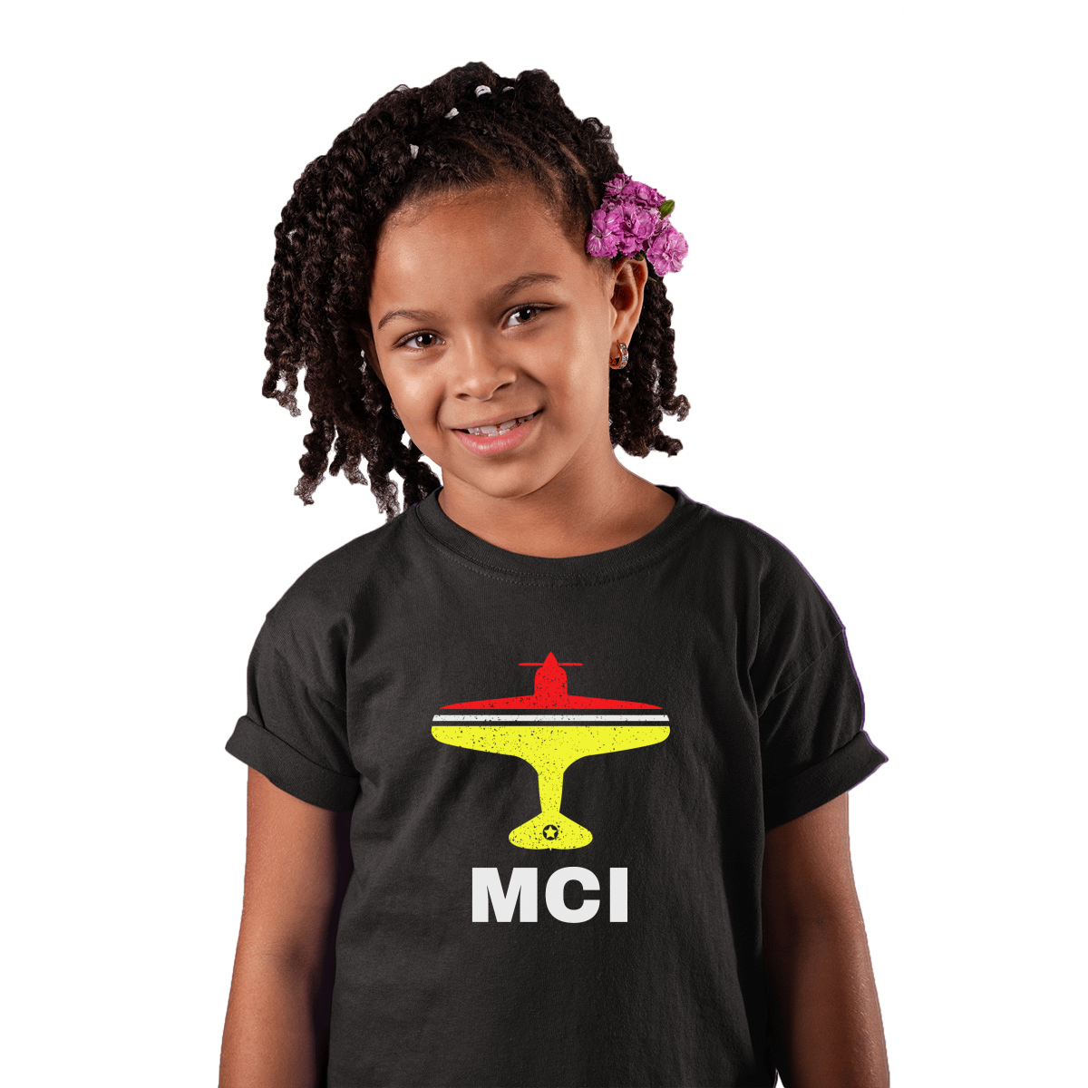 Fly Kansas City MCI Airport Kids T-shirt | Black