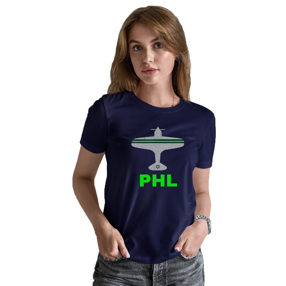 Fly Philadelphia PHL Airport Women's T-shirt | Navy