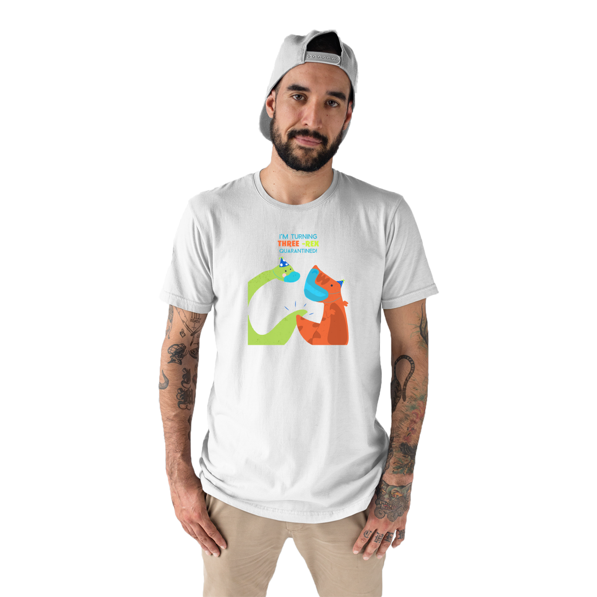 I'm turning three-rex quarantined Men's T-shirt | White