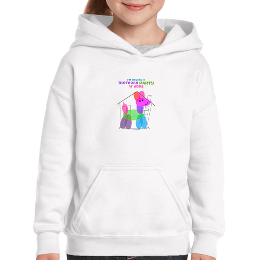 I'm having a birthday party at home Kids Hoodie | White