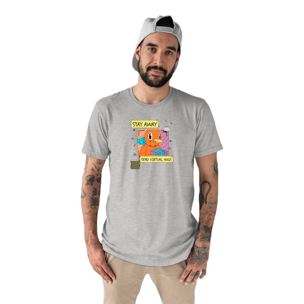 Stay Away Send Virtual Hugs Men's T-shirt | Gray
