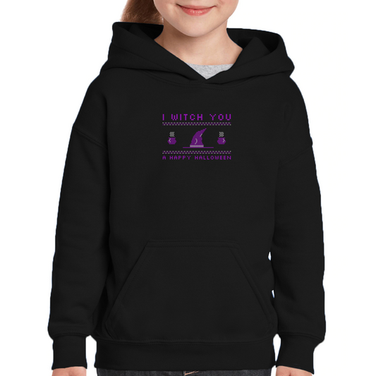 I Witch You a Happy Halloween Kids Hoodie | Black
