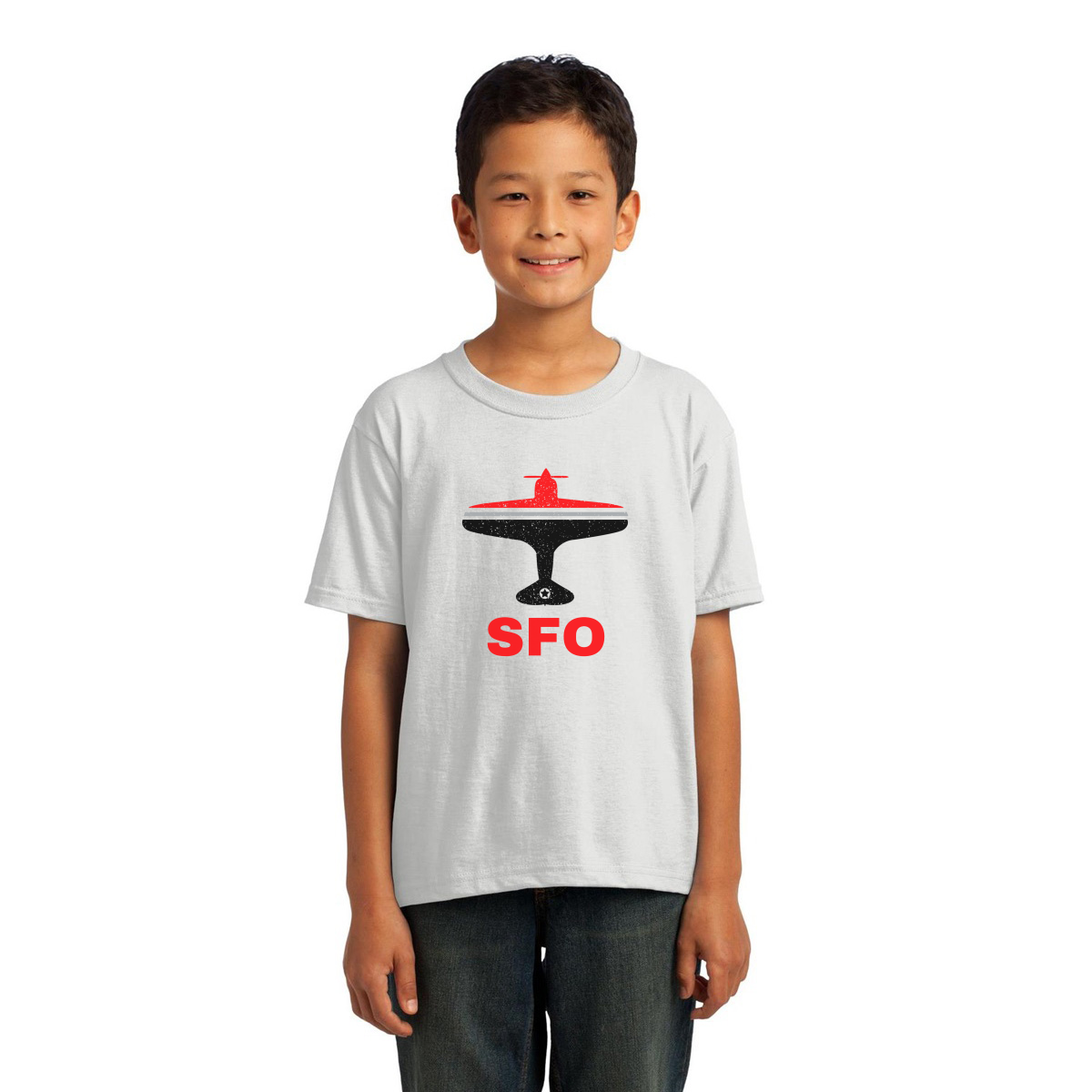 Fly San Francisco SFO Airport Kids T-shirt | White