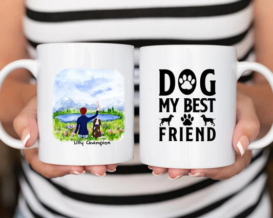 Women And Cavalier Kign Charles Spaniel Dog- Personalized Mug