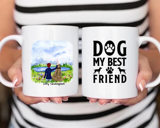 Women And Newfoundler Dog- Personalized Mug