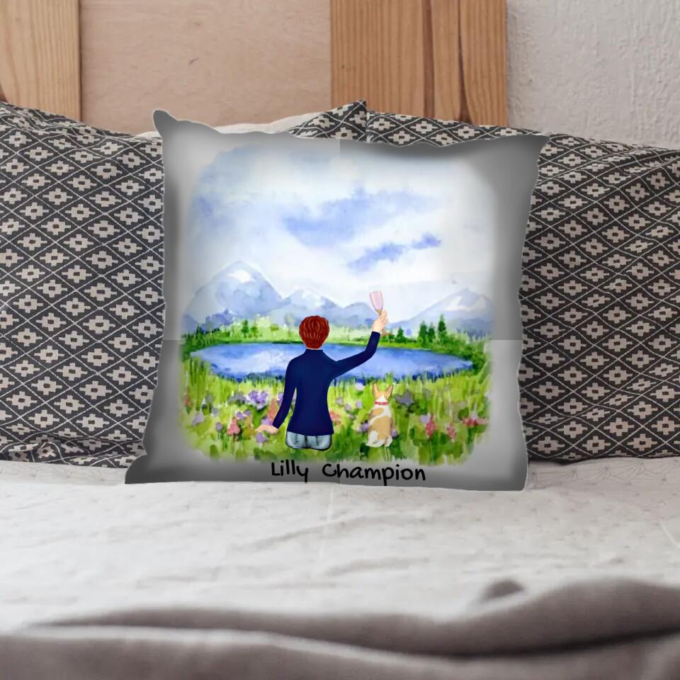 Women And Dog - Personalized Pillow