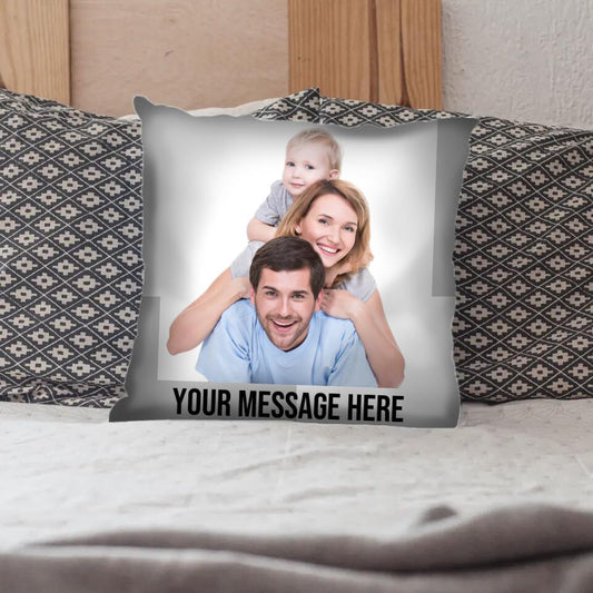 Upload Family Photo And Message - Personalized Pillow