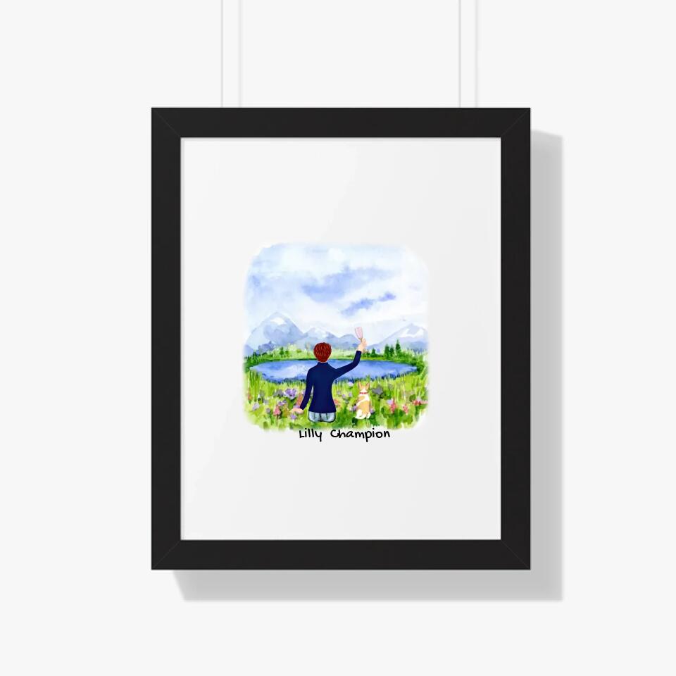 Women And Dog Personalized Framed Poster - Upload Photo & Change Text