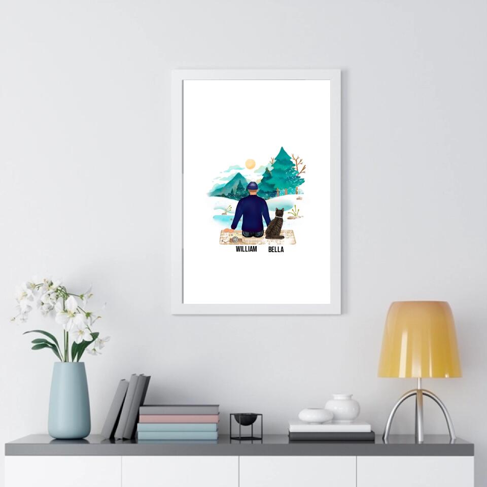 Man And Dog Personalized Framed Poster - Upload Photo & Change Text