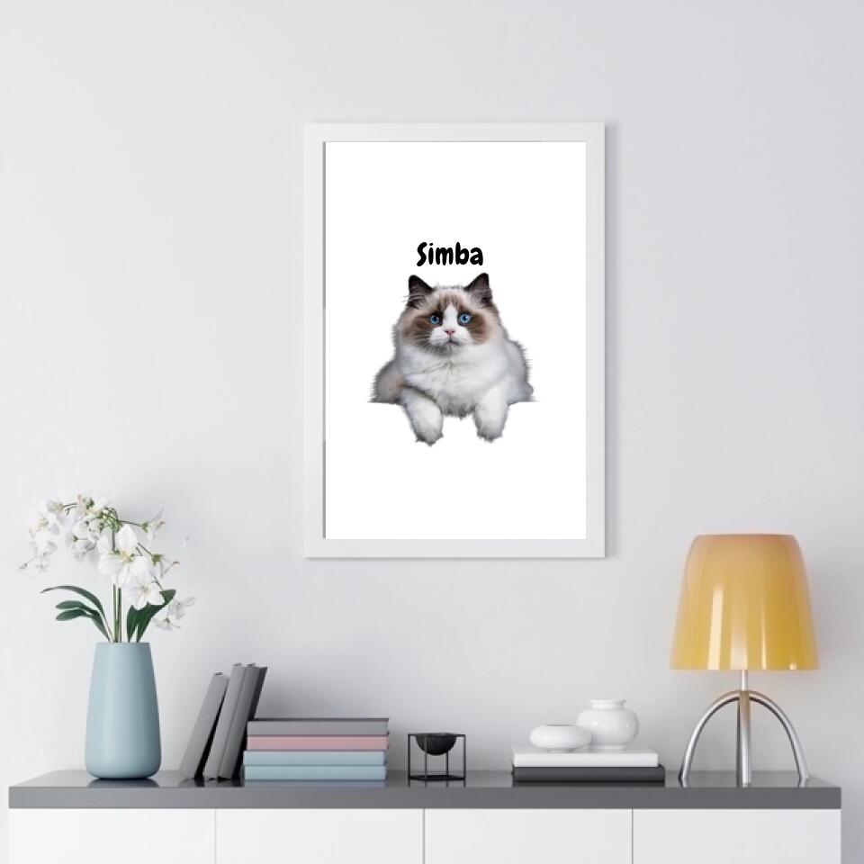 Cat Personalized Framed Poster - Upload Photo & Change Text