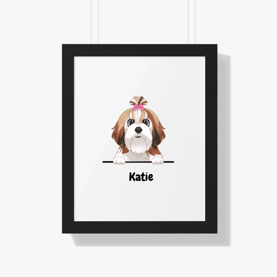 Cartoon Dog Personalized Framed Poster - Upload Photo & Change Text