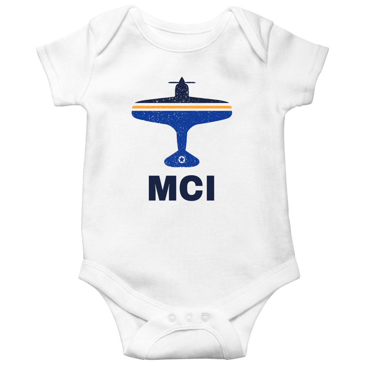 Fly Kansas City MCI Airport Baby Bodysuits | White