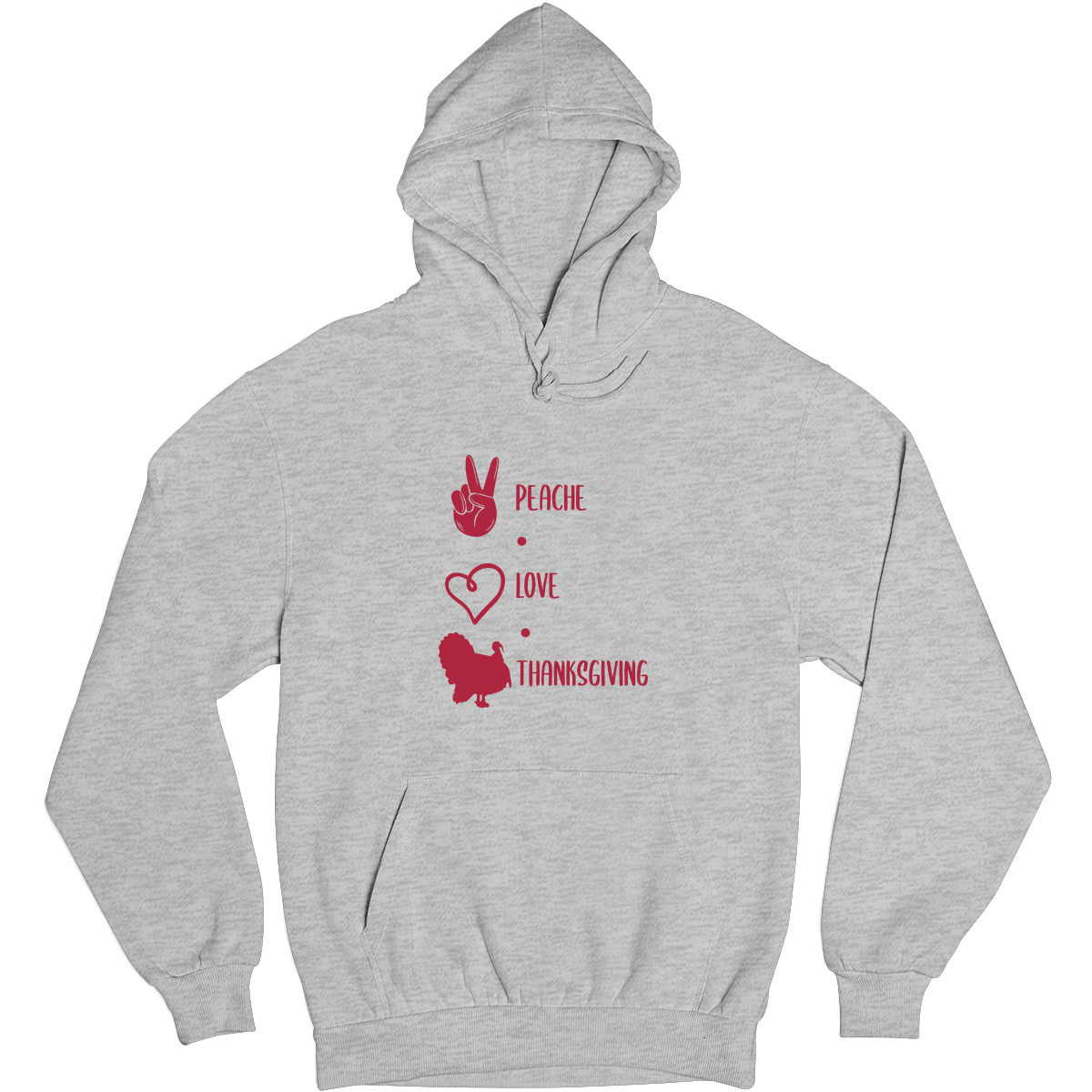 Peace Love Thanksgiving Unisex Hoodie | Gray