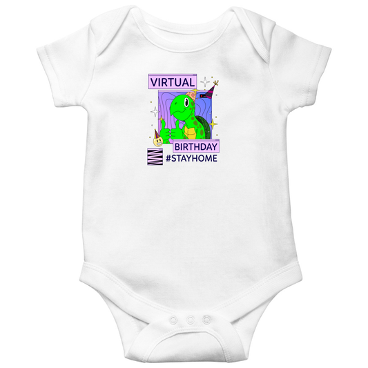 Virtual Party Stay Home Baby Bodysuits | White