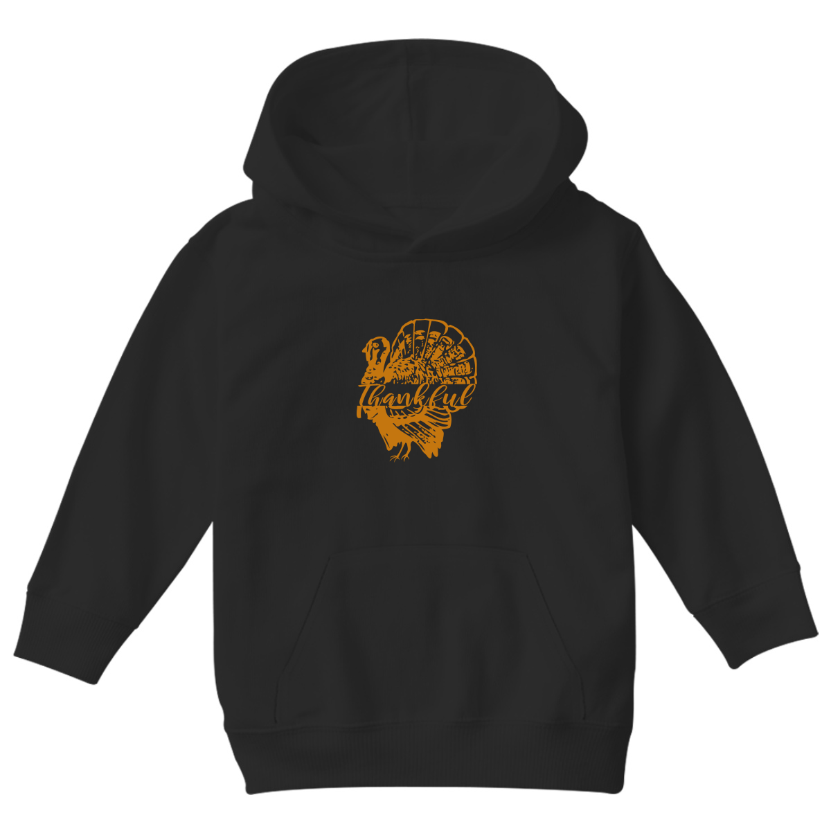 Thankful Turkey Kids Hoodie | Black