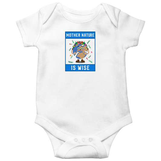 Mother Nature is Wise Baby Bodysuits | White